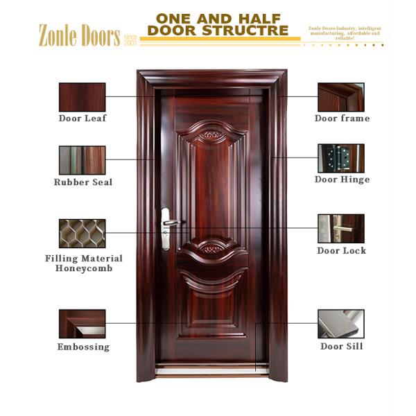 New Arrival Fancy Turkish Style Entrance External Safety Security Steel Front Swing Security Door for Sales
