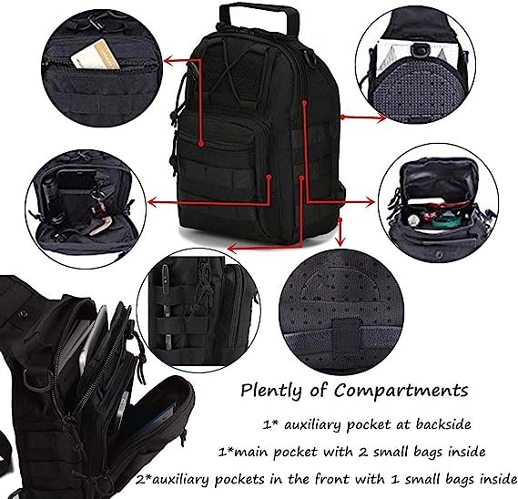 Tactical Shoulder Sling Bag Small Outdoor Chest Pack For Men Traveling, Trekking, Camping, Rover Sling Daypack
