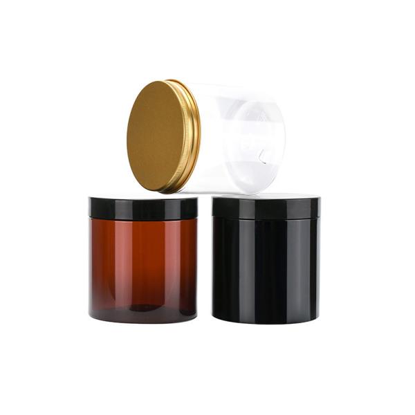 Amber Clear PET Plastic Storage Jars With Aluminum Plastic Screw Cap