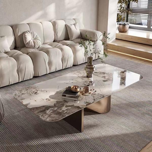 Современный нержавеющий сталь мрамор квадратный гостиная кофейный стол