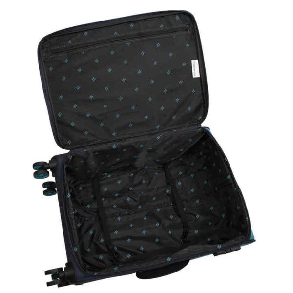 Two Tone Combination Softside Spinner Luggage Soft Carry On Suitcase Multi Pockets