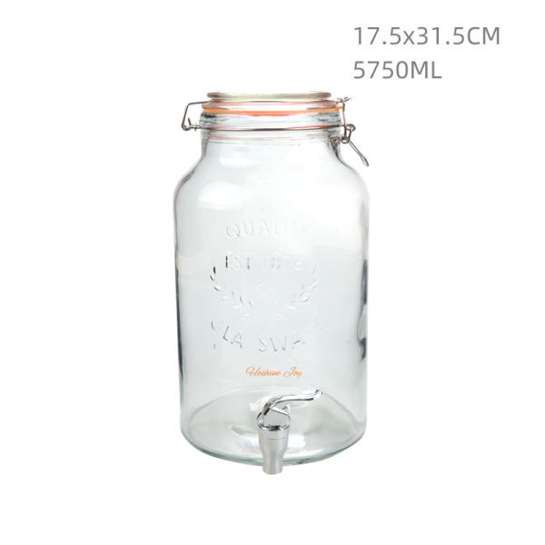 5.7L Clear Glass Beverage Dispenser With Lid Airtight PP Spigot