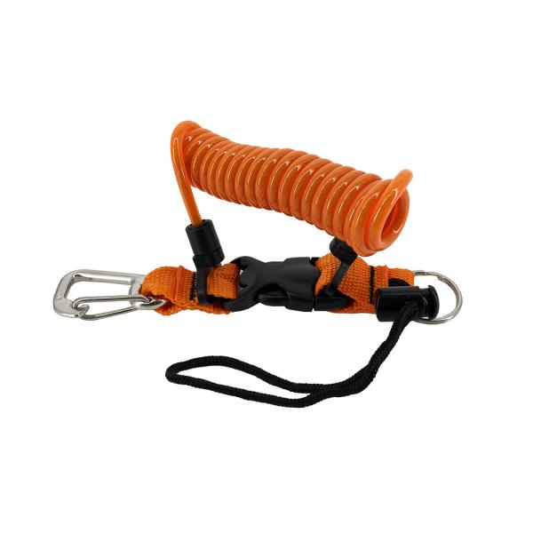 Stainless steel wire coil landyard with carabiner for underwater camara photo equipment
