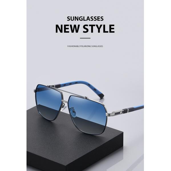 Two Color Metal Frame Sunglasses Large UV400 Protection Anti Glare