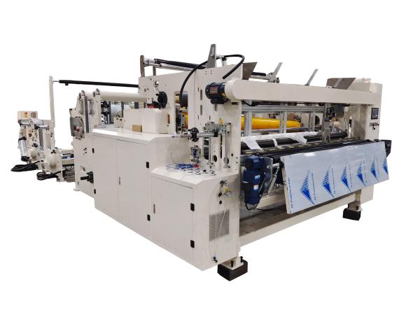 14kw Toilet Tissue Paper Making Machine With Single Log Saw And Shrink Wrapping Machine