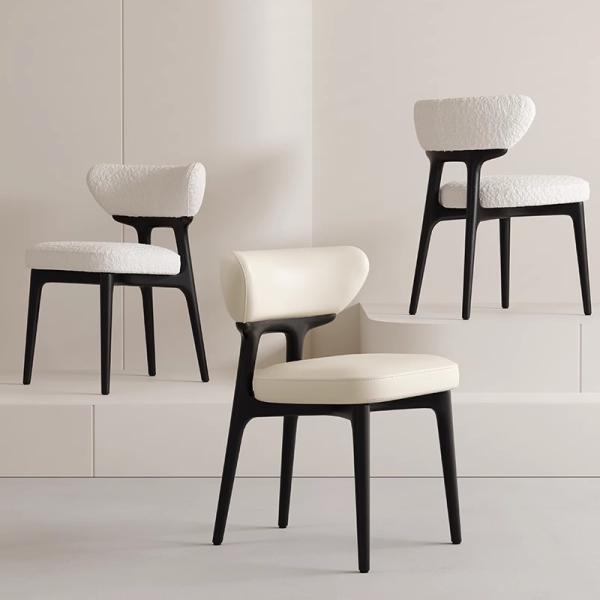Star Hotel Solid Wood White Leather Dining Room Chairs