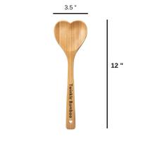 Cuillère à salade en forme de cœur en bambou cuillère à servir en bois