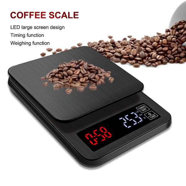 Mini LCD Digital Electronic Coffee Scale with Timer 5kg/0.1g Precision and 4 Unit Conversion for Kitchen Use