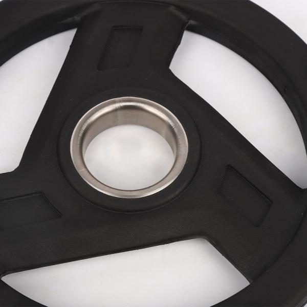 Oblique Three Hole Fitness Weight Plates Hand Grab Rubber Coated Barbell Weights