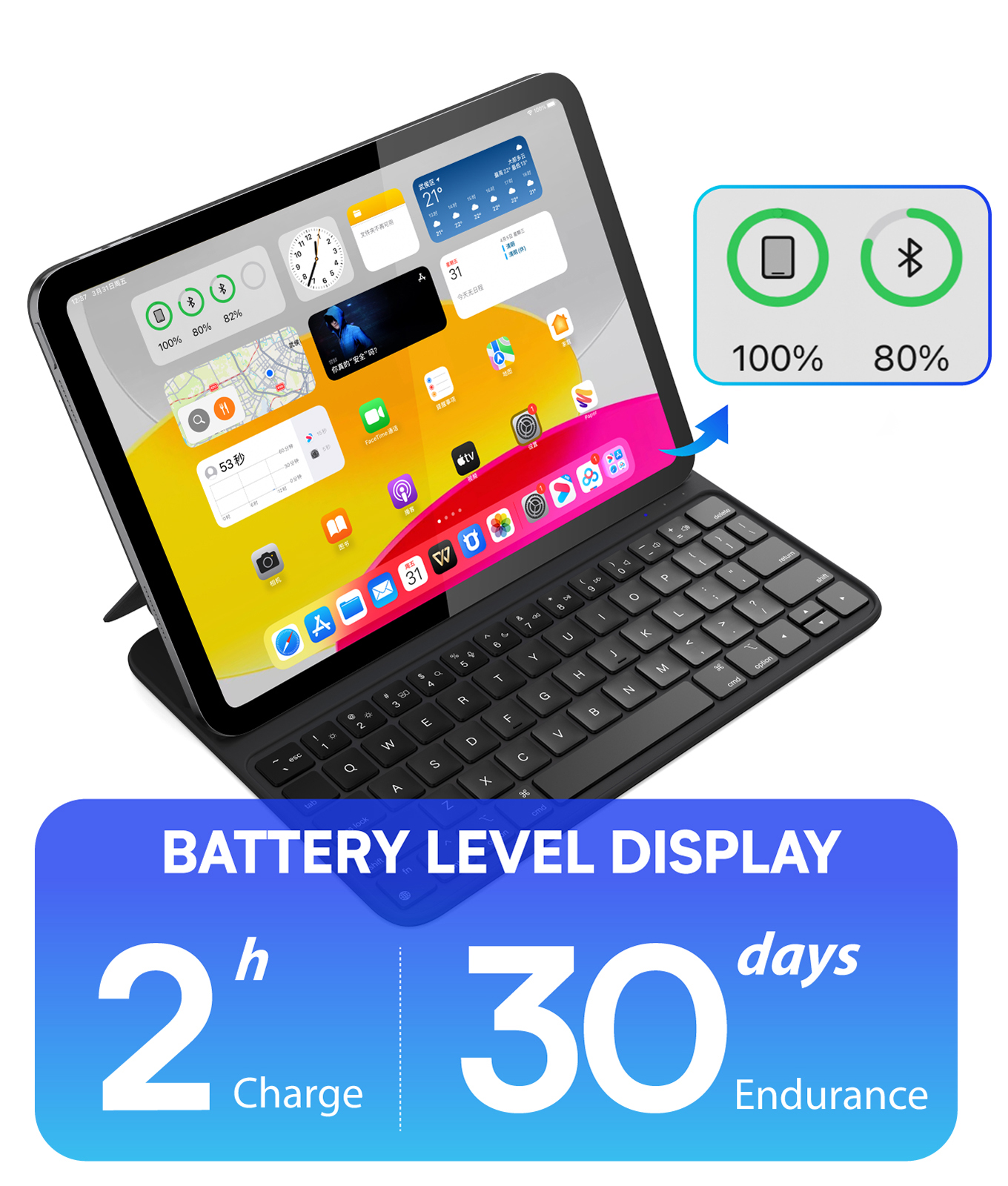 Ultra Slim PU Leather Tri-Fold Magnetic Smart Folio Keyboard Case for iPad 10.9 11 Inch