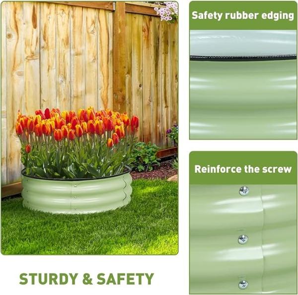 8 Tall 42 Round Short Metal Raised Garden Bed For Vegetables Flowers Patio