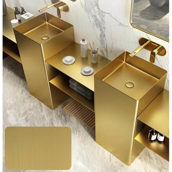 Square Column Stainless Steel Pedestal Sink Washbasin Floor Standing Type