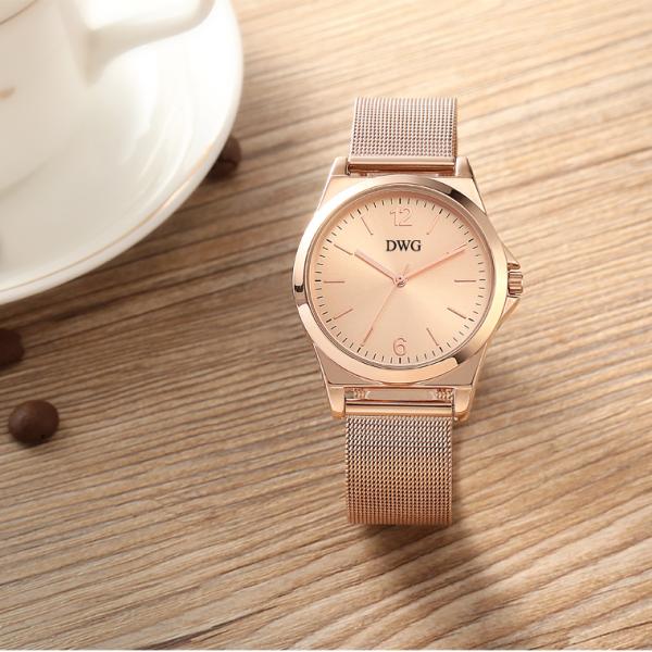 Women's Analog Quartz Rose Gold Watch with Stainless Steel Mesh Strap Ladies Watch Simple and Elegant