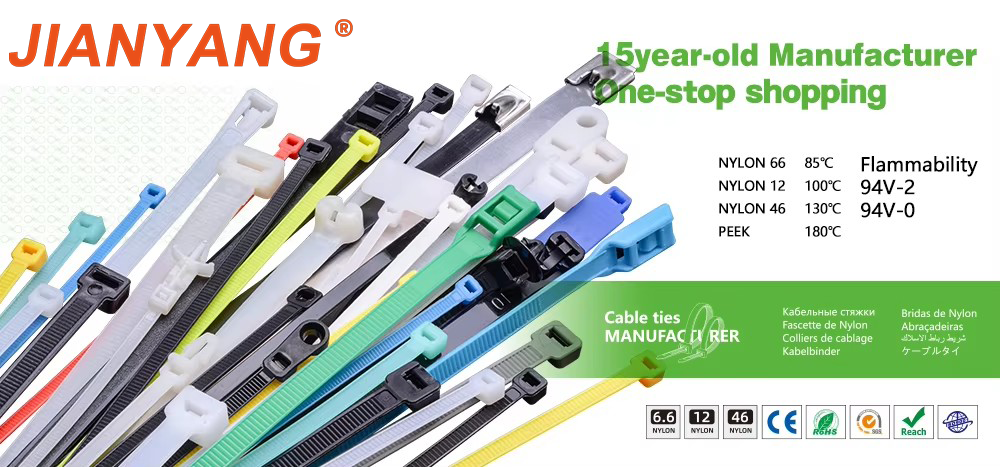 4.8*300mm Multi Coloured Cable Ties Plastic Heat Resistant For Outdoor