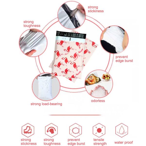 100micron Pink polythene Plastic Mailing Bags Express Packaging Shipping For Clothes