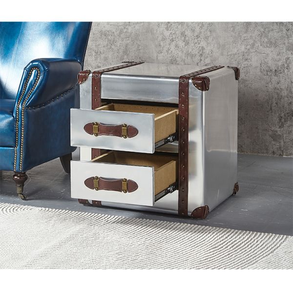 Nidea #321 Industrial-Style Aluminum Panel Riveted Metal Retro Handmade Durable Side Corner Table for Living Room Coffee Shops  Bars