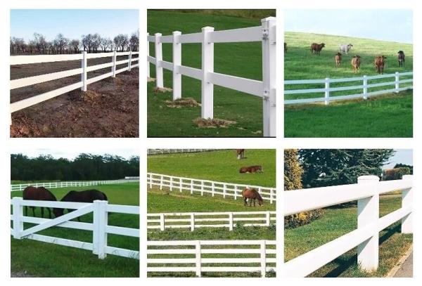 White PVC Vinyl Farm Fence 3 Rails 4 Rails 4ft 5ft