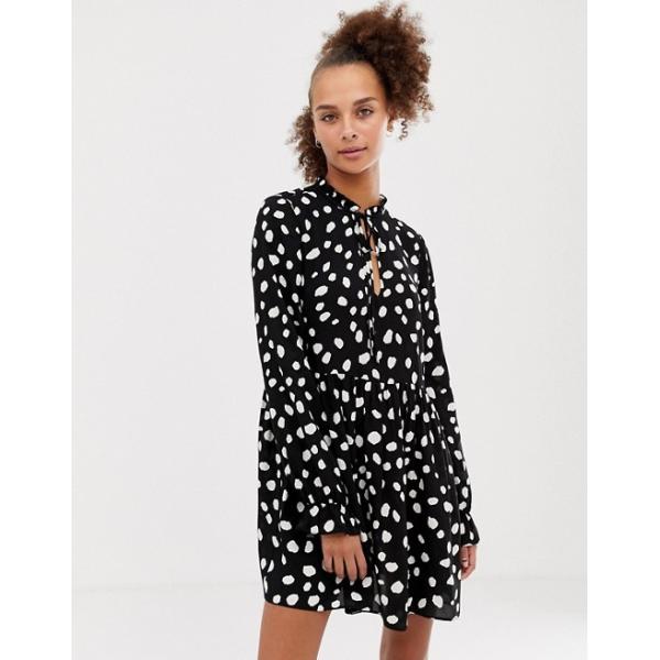 OEM new design long sleeve spot print mini smock dress for girls