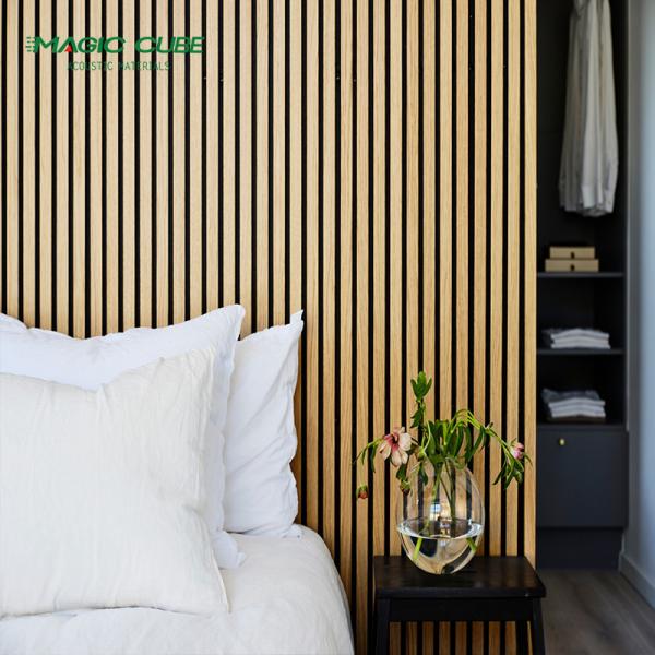 Fibra de poliéster E1 MDF Parede de painel de madeira de ardósia para decoração de parede de escritório