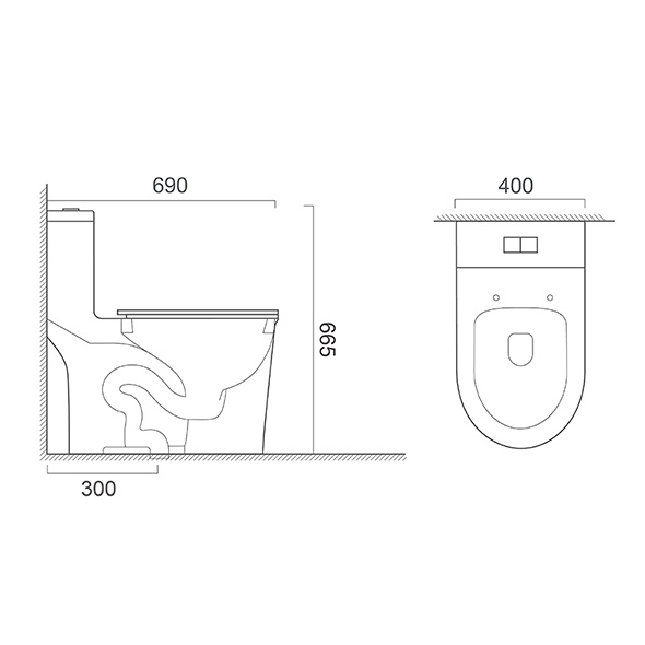 Siphonic One Piece Toilets 400x690x665mm Siphonic Washdown Water Closet OR8298