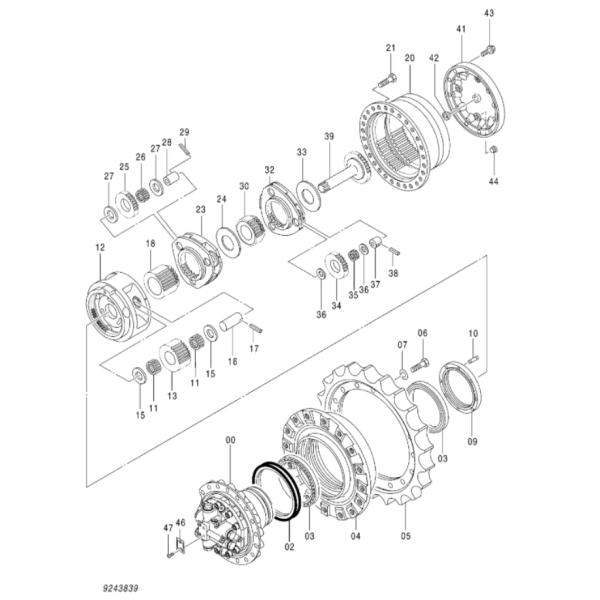 Hitachi 9243839 9256989 9242907 9257553 Final Drive Gearbox ZX200 ZX240-3 ZX240-5G ZX250-5B Travel Motor Assembly