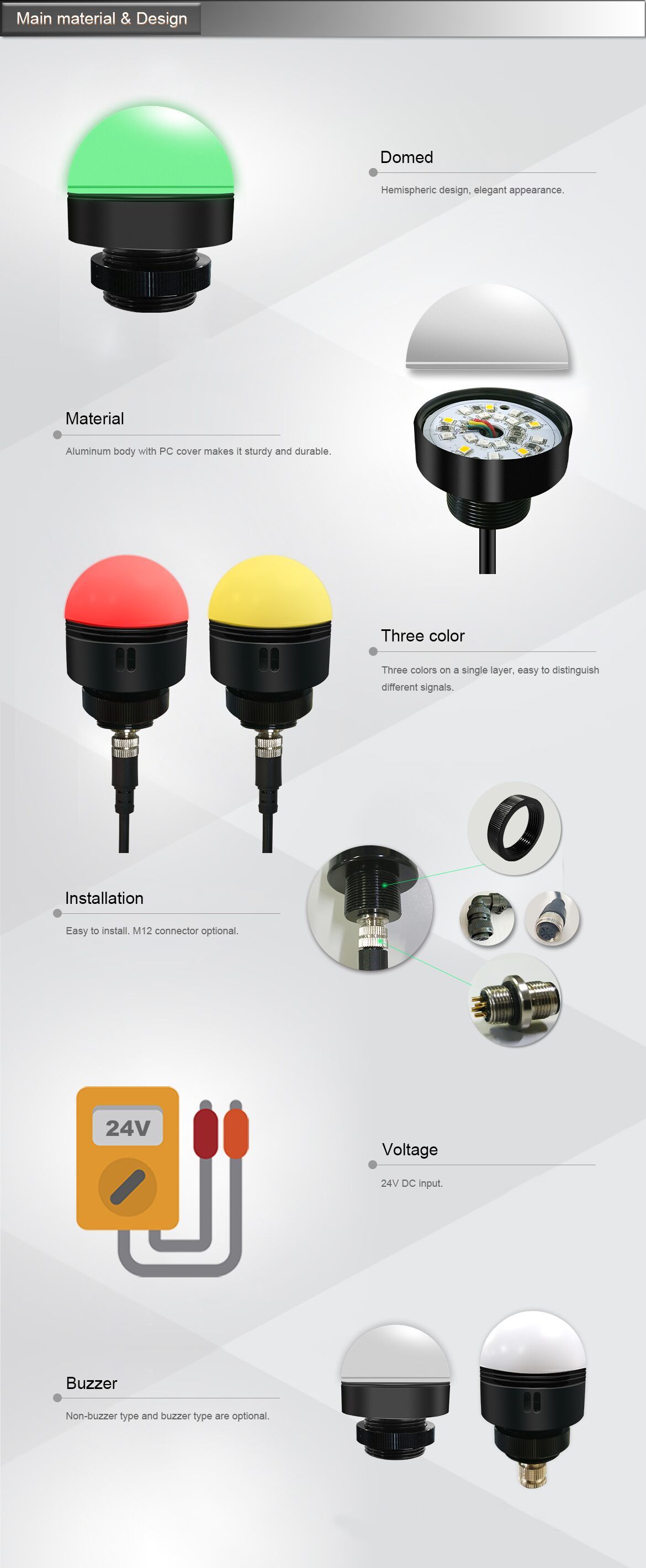 ONN-M4B DC 24VLED Lighting Tower Beacon Lights CNC Machine Equipment RYG Indicator Warning Light