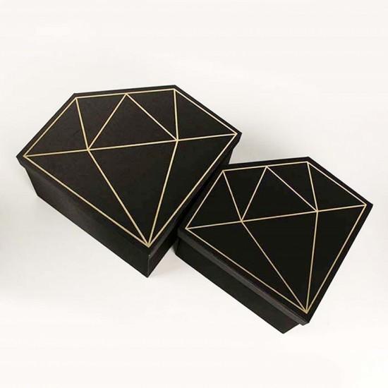 FSC Custom Printed Diamond Flower Box Gold Hot Stamping Diamond Rose Box