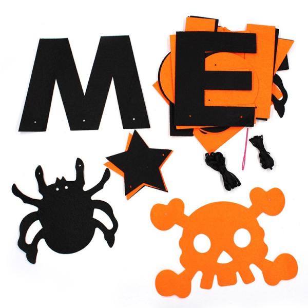 Home Decoration Felt Flag Banner Happy Halloween Party