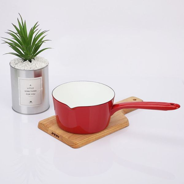 Enamel Carbon Steel Saucepan Nonstick Metal Milk Pot 350ml 550ml 850ml 1150ml 1650ml