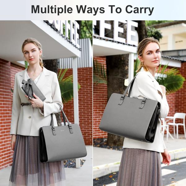 KEYLI 4PC SETS LAPTOP BAG FOR WOMEN LARGE LEATHER LAPTOP BRIEFCASE WITH USB CHARGING PORT COMPUTER SHOULDER TOTE BAGS PU