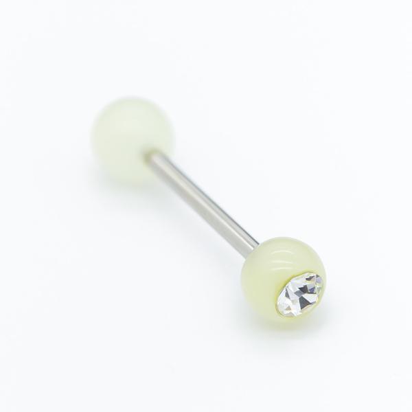 Joia clara 14G 1.6mm de Crystal Gem Stainless Steel Tongue Bar