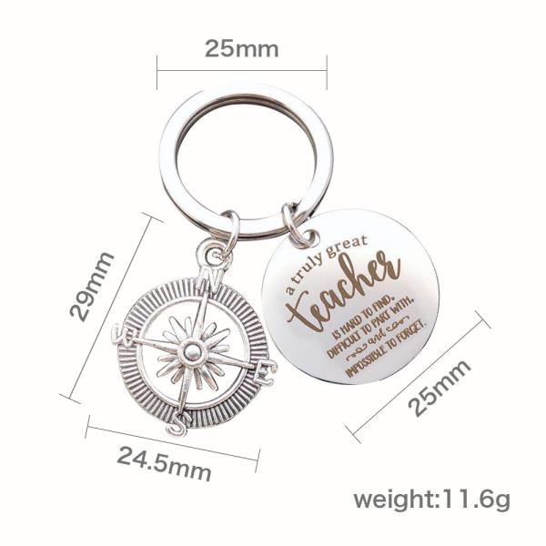 Stainless Steel Custom Shaped Keychians Teacher'S Day Thanksgiving Key Chain Pendant