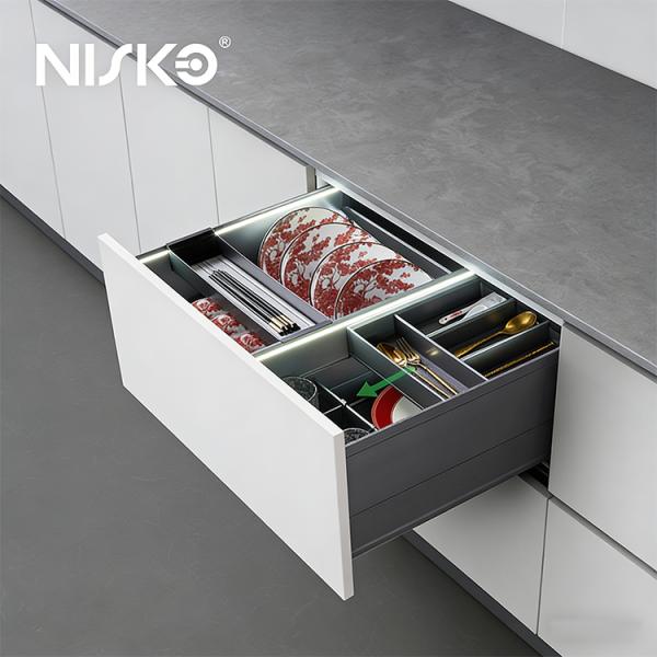 Pull Out Multi-purpose Adjustable Baskets Bowl Dish Cutlery Tray Kitchen Organizer with Light