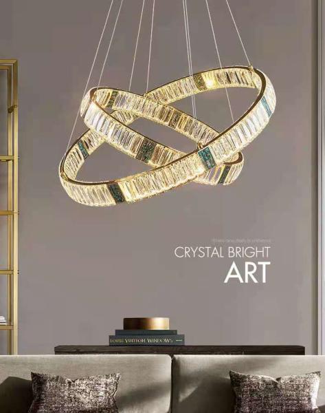 Led Crystal Chandelier For Living Room Creative Design Green Ring Chandelier(WH-CY-236)