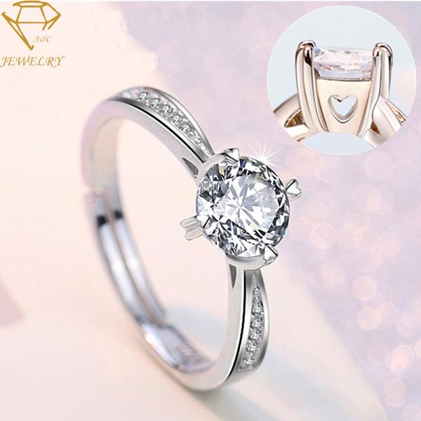 3A Cubic Zirconia Sterling Silver Custom Wedding Rings For Women
