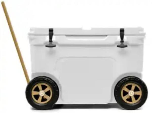 55 Quart  Best Sell Ice Box 4 Wheel Premium Wheeled Cooler Foam Insulation Foldable Backrest Seat Chilly Chest