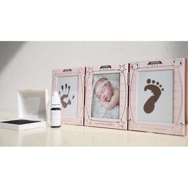 Lovely Aluminum New born Baby Handprint and Footprint Photo Frame Kit with a EN71 passed Ink Pad