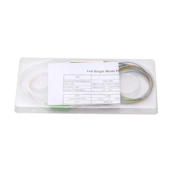 4 caixa terminal do tubeFor de aço do cabo 0.9mm do divisor G657A1 do Plc do Sc Upc do divisor 1*4 da fibra ótica da maneira