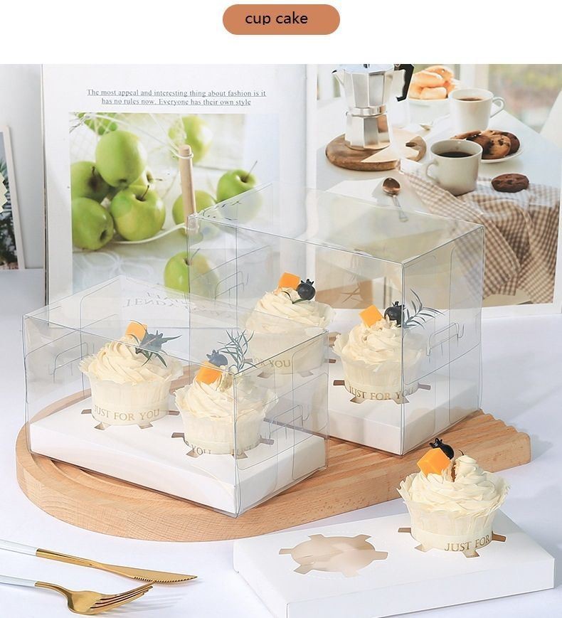 12 Holes Transparent Cupcake Box Kraft Paper Cake Box/Container for Regular Supply