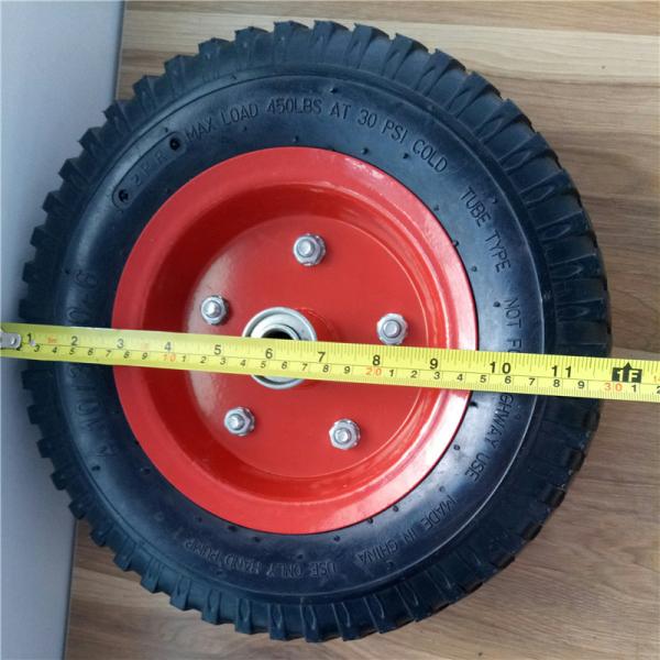 350-6 Red Steel Rim Pneumatic Trolley Wheels Rubber Pneumatic Sack Truck Wheels
