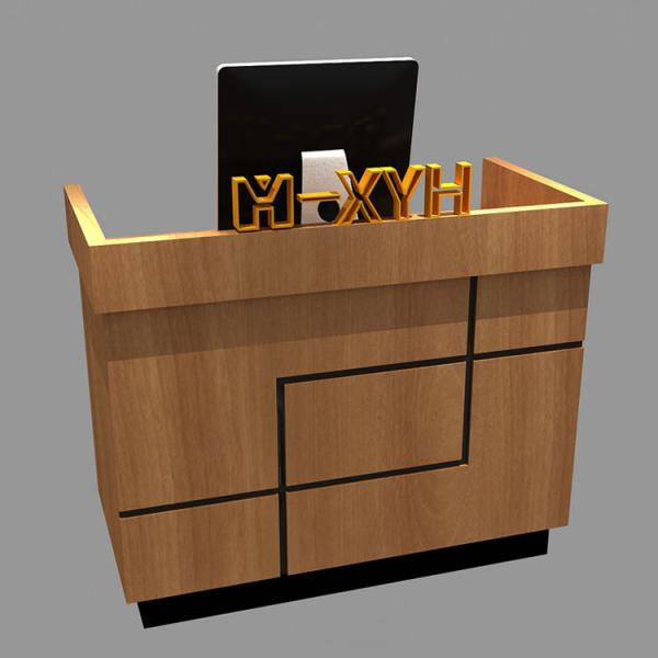 LED Antique Reception Counter Desk Solid Wood Table for Beauty Salon Checkout Counter