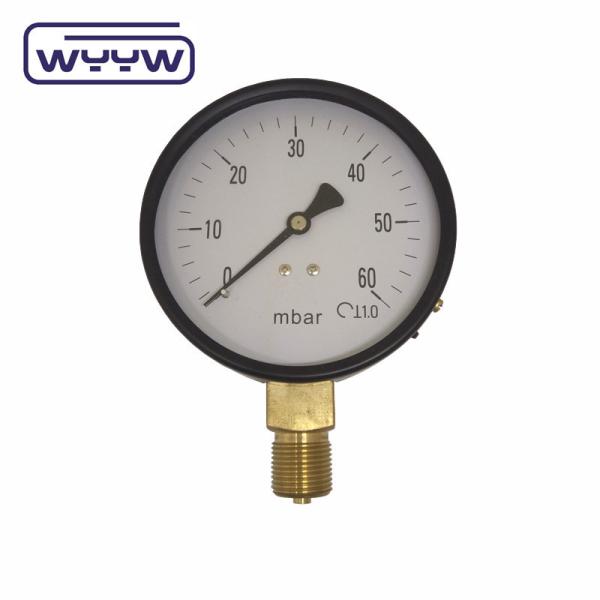 KPa manômetro de baixa pressão WYYW 4 polegadas 100mm caixa de aço preto de entrada inferior foles mbar cmh2o manômetro