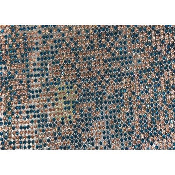 Multi Color Glitter Sequin Mesh Fabric with 3x3mm 6x6mm 8x8mm Glass Rhinestone for Clothing and Garment