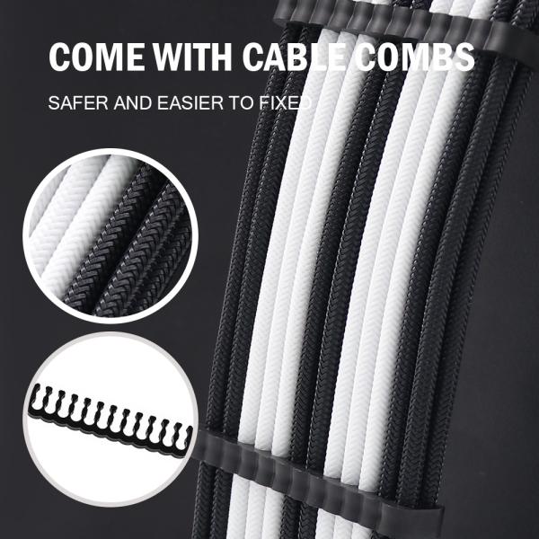 Sleeve Extension Power Supply Cable Kit 18AWG ATX 24P+ EPS 8-P+PCI-E8-P with Combs for PSU to Motherboard/GPU