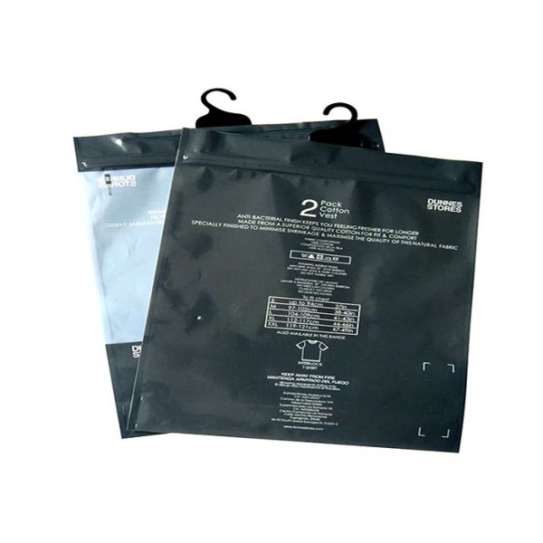 Clothing Recycled Plastic Packing Poly Bag With Hanger And Hook