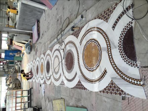 Custom Stone Floor Medallions , Natural Stone Floor Tile Mosaic Medallions