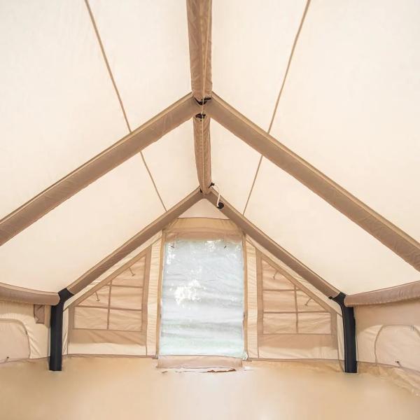 Outdoor Camping Family Air Inflating Tunnel Tent with Pump in White Portable Design