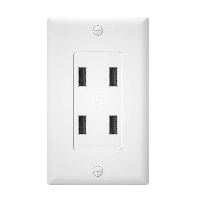 Wall Mounted 4 Port USB Outlet 125V AC 60Hz USB Wall Mounted Socket