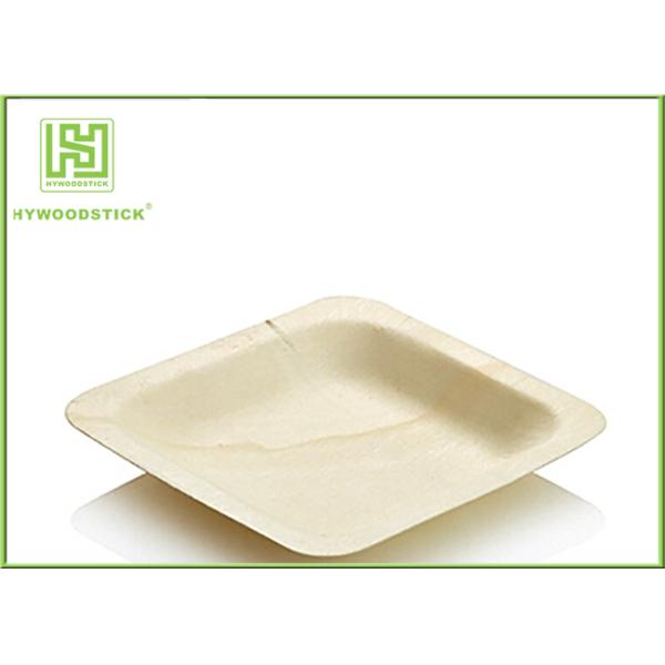 Fast Food Restaurant Disposable Wooden Plates Compostable Utensils 115 * 115 * 15mm
