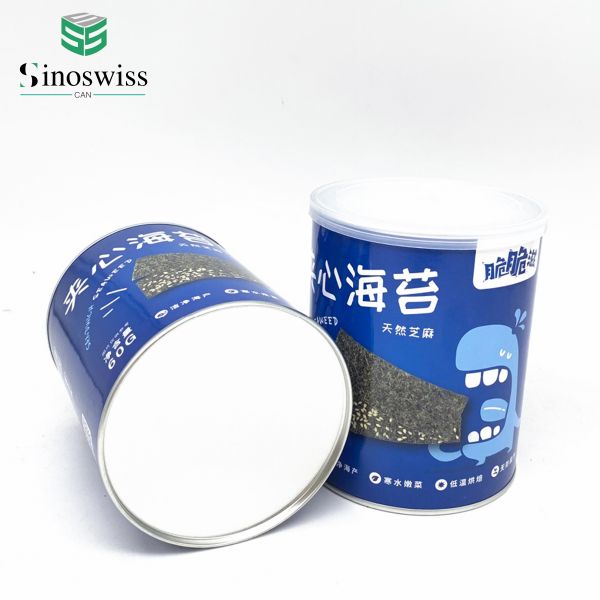 Moisture Resistant Snack Food Paper Cans Cylinder Packaging For Seaweed Dried Food